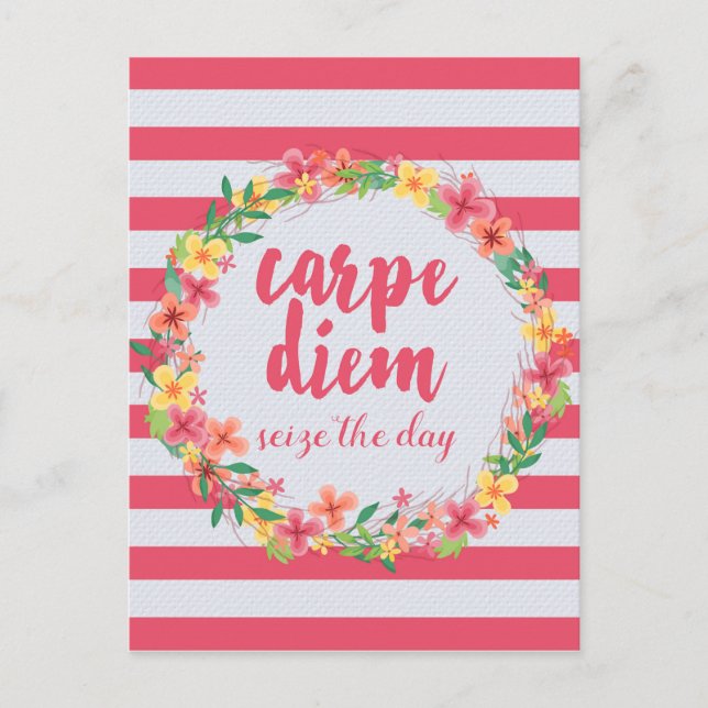 Carpe Diem / Seize der Tag rosa Zitat Postkarte (Vorderseite)