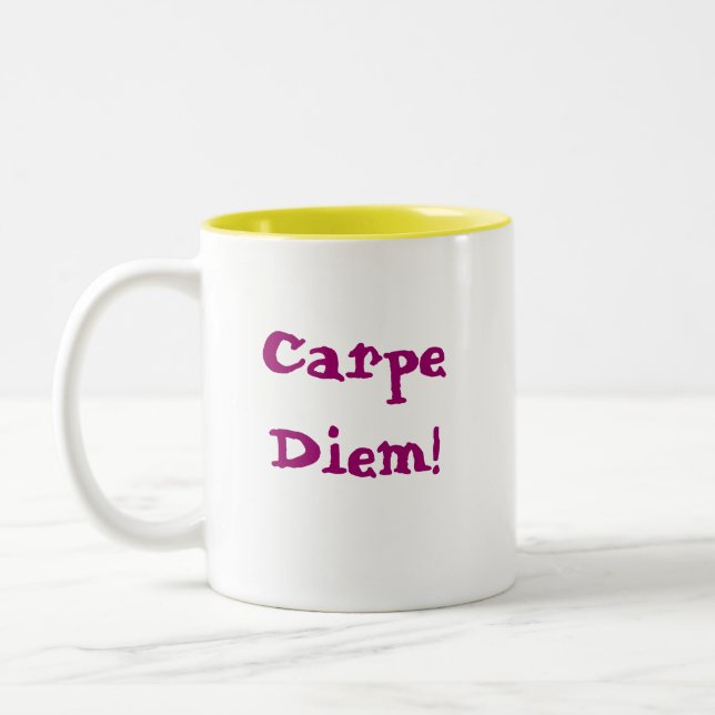Carpe Diem! Zweifarbige Tasse (Links)