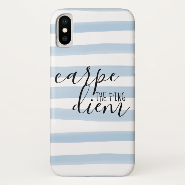 Carpe the f'ing Diem Blue Stripe Muster Case-Mate iPhone Hülle (Rückseite)
