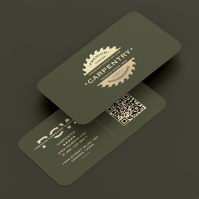 Carpenter Army Green Gold Saw Modern Visitenkarte (Carpenter Army Green Gold Saw Modern Business Card
)