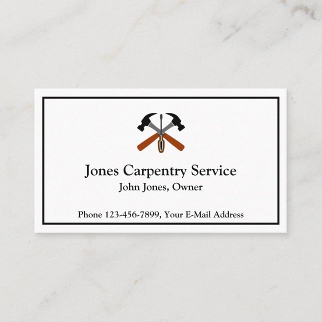 Carpenter Contractor Construction Business Card Visitenkarte (Vorderseite)