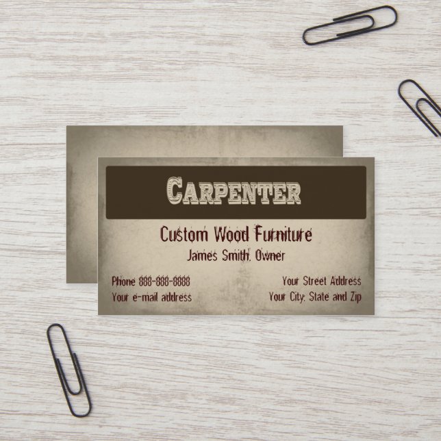 Carpenter Möbelhersteller Business Card Visitenkarte (Vorderseite/Rückseite Beispiel)