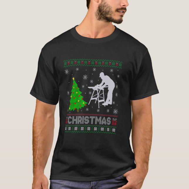 Carpenter Xmas Tree Lighting Ugly Christmas Sweate T-Shirt (Vorderseite)