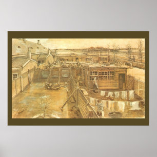 Carpenter's Yard and Wäsche von Vincent van Gogh Poster