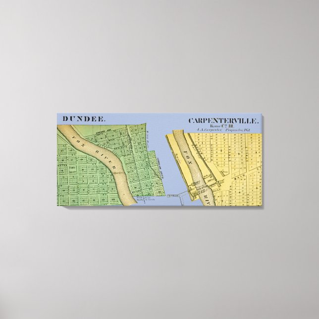 CARPENTERSVILLE DUNDEE ILLINOIS 1871 KARTE LEINWANDDRUCK (Vorderseite)