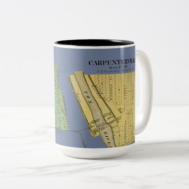 CARPENTERSVILLE DUNDEE ILLINOIS 1871 KARTE ZWEIFARBIGE TASSE (VorderseiteRechts)