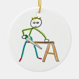 Carpentry Stickman Keramik Ornament