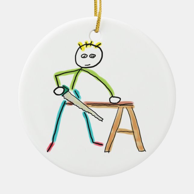 Carpentry Stickman Keramik Ornament (Vorne)