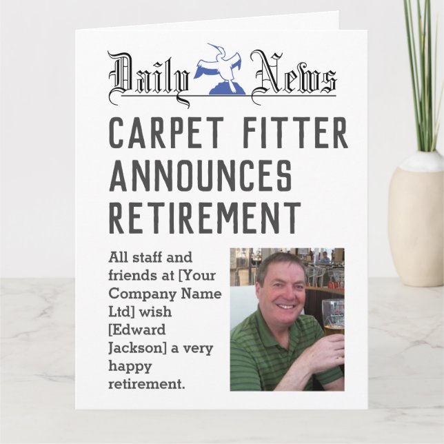 Carpet Fitter Retirement Card to Personating Karte (Vorderseite)