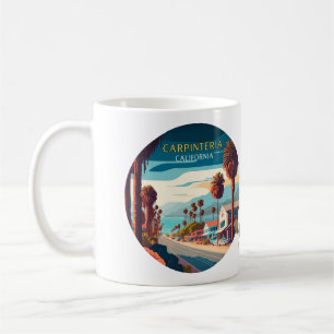 Carpinteria California Sonnenuntergang Palmen Retr Kaffeetasse