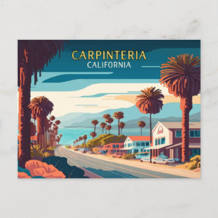 Carpinteria California Sonnenuntergang Palmen Retr Postkarte