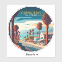Carpinteria California Sunset Palm Trees Retro