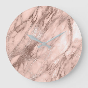 Carrara Marble Blush Skinny Powder Stone Große Wanduhr