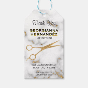Carrara Marble Gold Scissor Hair Stylist Adresse Geschenkanhänger