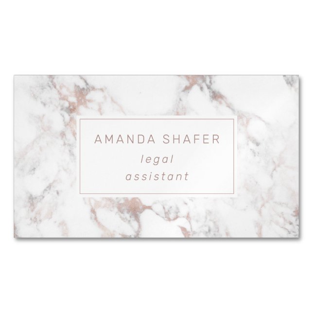 Carrara Marble Imitate Rose Gold Magnetische Visitenkarte (Vorderseite)