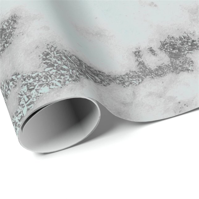 Carrara Marble Tiffany Pale Aqua Gray Silver Geschenkpapier (Rolleneckpunkt)