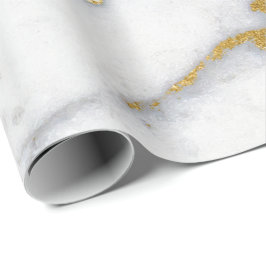 Carrara Marble White Gray Golden Strokes Minimal Geschenkpapier