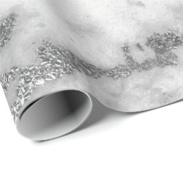 Carrara Marble White Gray Silver Strokes Minimal Geschenkpapier