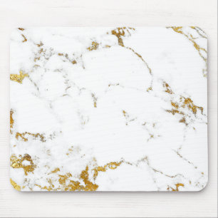 Carrara Minimal Lux Gold Weißer grauer Marmor Mousepad