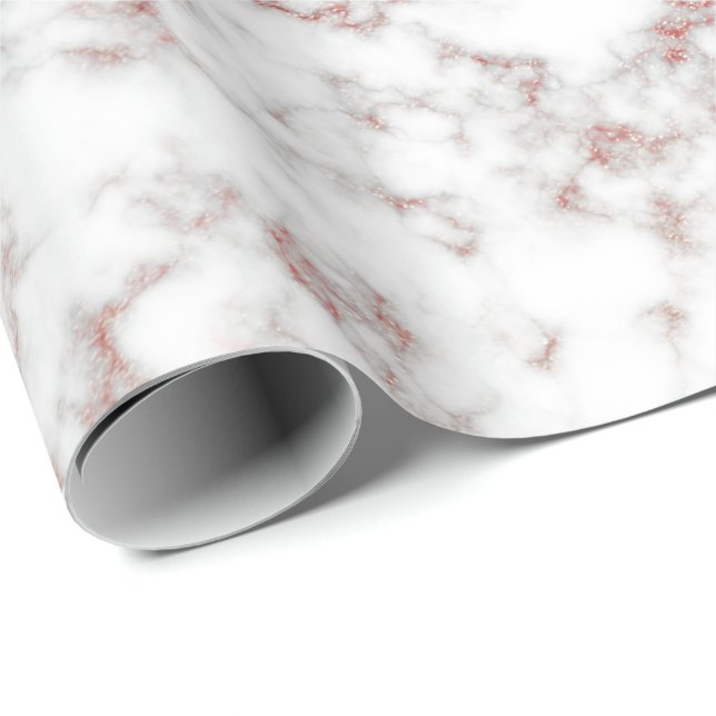 Carrara Rose Gold Glitzer Textur Geschenkpapier (Rolleneckpunkt)
