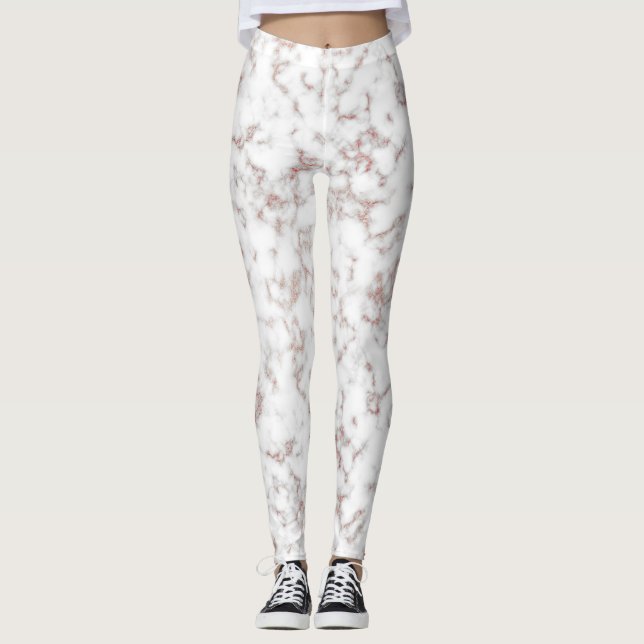 Carrara Rose Gold Glitzer Textur Leggings (Vorderseite)