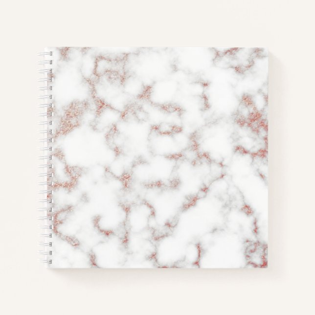 Carrara Rose Gold Glitzer Textur Notizbuch (Vorderseite)