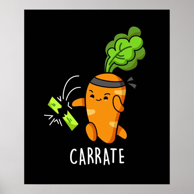 Carrate Funny Carrot Karate Pun Dark BG Poster (Vorne)