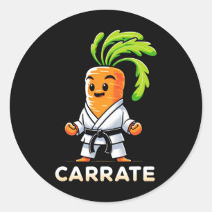 Carrate Funny Karate Carrot Teacher Student Martia Runder Aufkleber