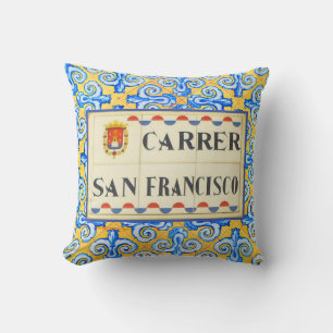 Carrer San Francisco Spanish Street Sign Print Kissen