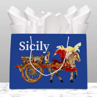 Carretto Siciliano - Traditional Sicilian Blue Große Geschenktüte