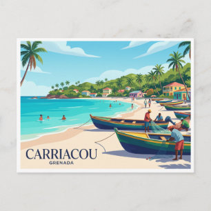 Carriacou Beach Life Hillsborough Grenada Postkarte