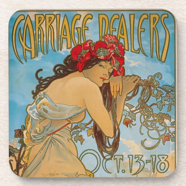 Carriage Dealers by Alphonse Mucha (1902) Getränkeuntersetzer (Vorderseite)