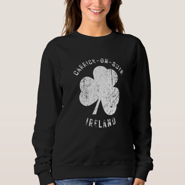 Carrick On Suir Ireland Vintage Shamrock Distresse Sweatshirt (Vorderseite)