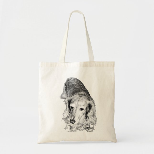 Carried in Stillness – Long-Haired Dachshund Tragetasche (Vorne)