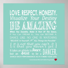 Carrie's Wall of Inspirational Dance Quotes - Aqua Poster