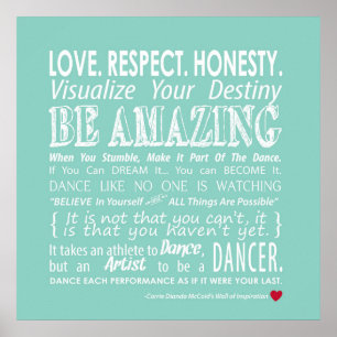 Carrie's Wall of Inspirational Dance Quotes- Aqua Poster