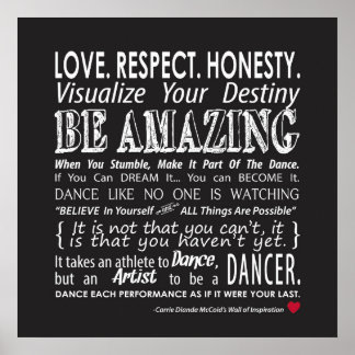 Carrie's Wall of Inspirational Dance Quotes - Schw Poster