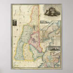 Carrigain Map von New Hampshire Poster