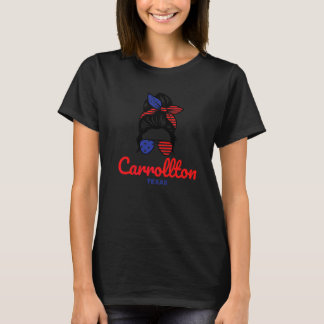 Carrollton Texas Retro unordentlicher Dutt   T-Shirt