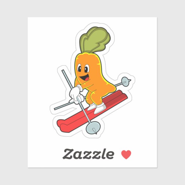 Carrot als Skifahrer mit Ski Aufkleber (Blatt)