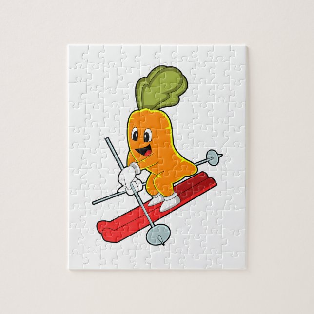 Carrot als Skifahrer mit Ski Puzzle (Vertikal)