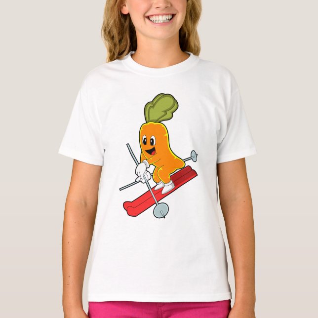 Carrot als Skifahrer mit Ski T-Shirt (Vorderseite)