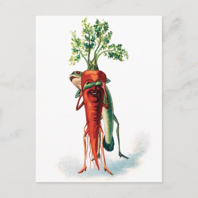 Carrot and Frog Funny Valentine Postkarte (Vorderseite)