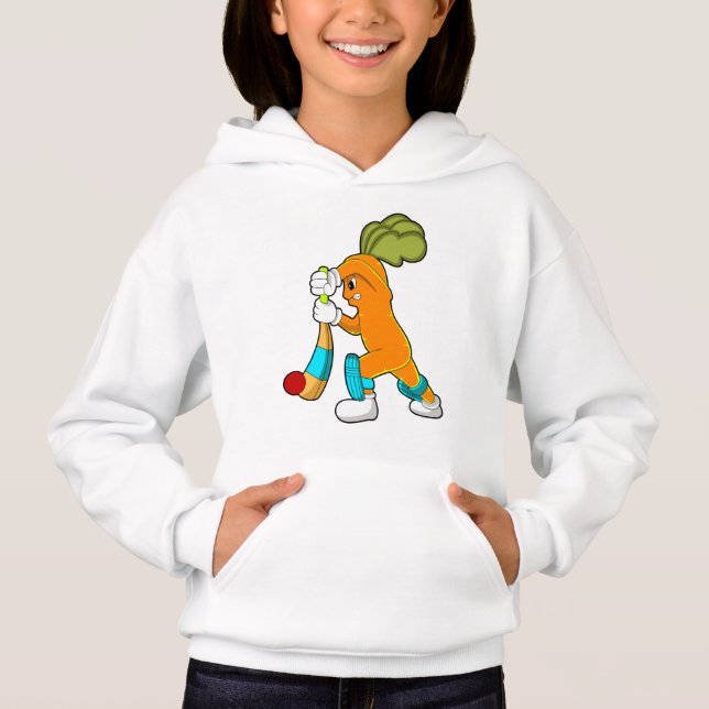 Carrot auf Cricket mit Kricketfledermaus Hoodie (Vorderseite)