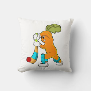 Carrot auf Cricket mit Kricketfledermaus Kissen