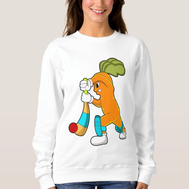 Carrot auf Cricket mit Kricketfledermaus Sweatshirt (Vorderseite)