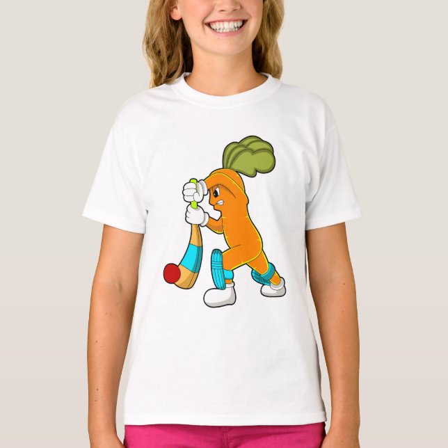 Carrot auf Cricket mit Kricketfledermaus T-Shirt (Vorderseite)