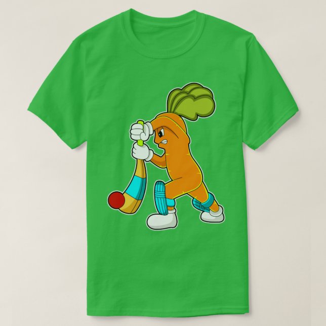Carrot auf Cricket mit Kricketfledermaus T-Shirt (Design vorne)