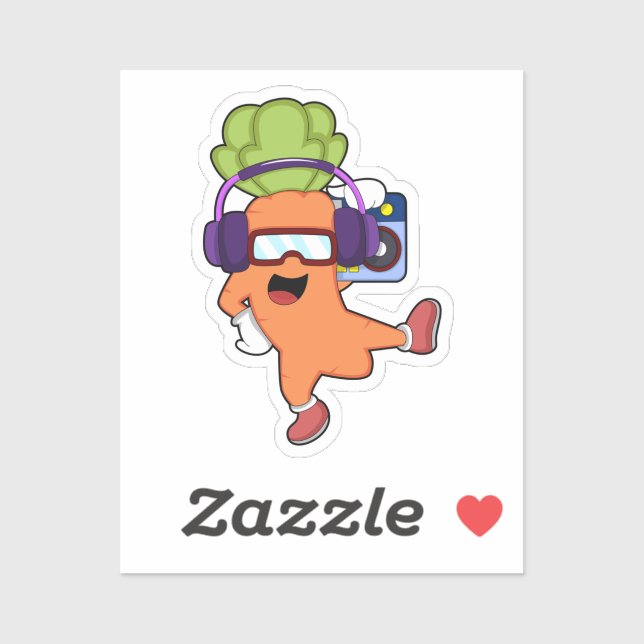 Carrot bei Musik mit Headphone Aufkleber (Blatt)