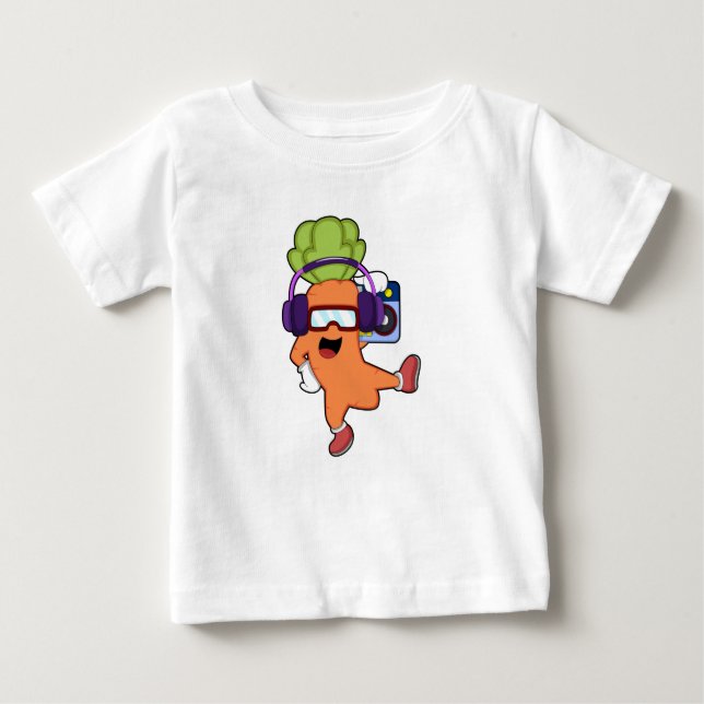 Carrot bei Musik mit Headphone Baby T-shirt (Vorderseite)
